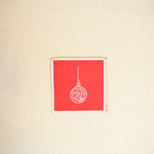 Silver Bells on Red Canvas Coaster (set of 4) - image