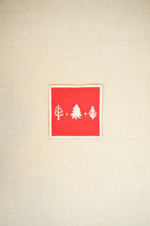 Mini Trees on Red Canvas Coaster (set of 6) - image