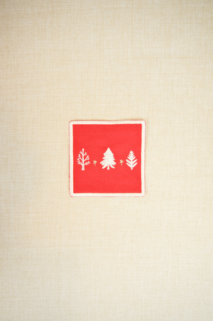 Mini Trees on Red Canvas Coaster (set of 6) - image