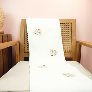 Mini Tree with Ornaments on Natural Canvas Table Runner 6-8 Seater - image