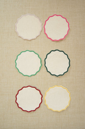 Scalloped Natural Canvas Coasters Set of 6 - image
