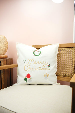 Christmas Elements on 18in (45cm) Light Canvas Cushion Cover - image