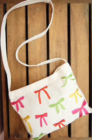 Ribbons on Natural Canvas Small Sling Bag - image
