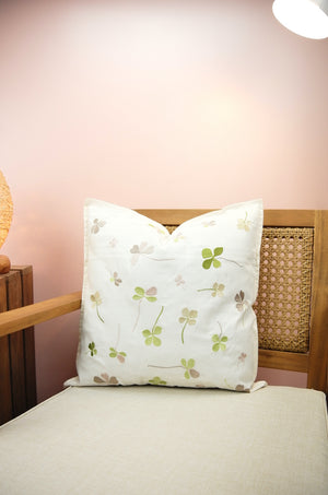 Clover Leaves on 18 inch (45cm) Light Canvas Cushion Cover - image