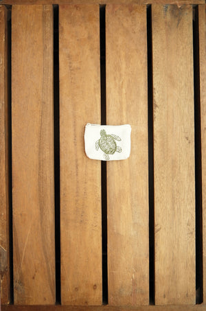 Turtles on Natural Canvas Coin Purse (two sided embroidery) - image