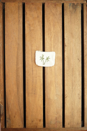 Palm Trees on Natural Canvas Coin Purse (two sided embroidery) - image