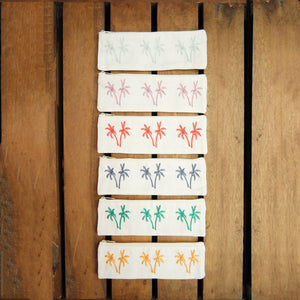 Palm Trees in Assorted Colors on Natural Canvas Pen Case - image