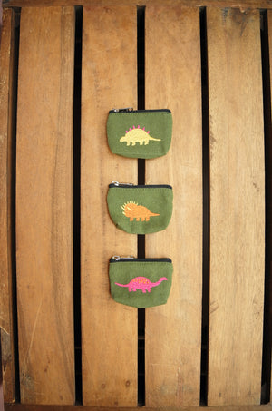 Dinosaurs on Moss Canvas Coin Purse - image