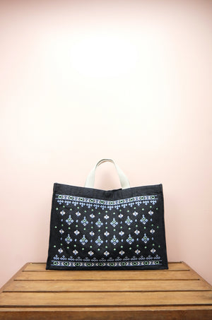 Bali on Denim Legal Document Sized Expandable Tote - image