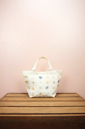 Summer by the Beach on Natural Canvas Small Handbag - image