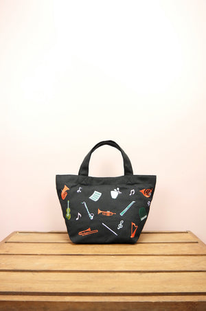 I Hear Music on Black Canvas Small Handbag - image