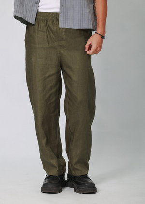 Resort Linen Pants in Moss - image