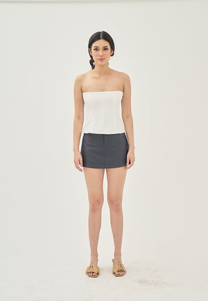 Elyza Gray Zipper Fly Multi Pockets with Belt Mini Skort - image