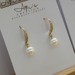 Gold Pearl Earrings - image