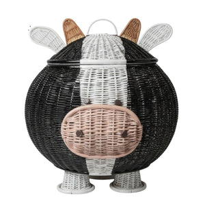 Big Cow Rattan Storage Organizer with Cloth Lining - image