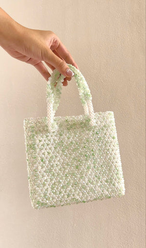Margaux Mini Beaded Bag in Chalk Green - image