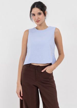 Mari Top sleeveless top with peplum gathered back - image