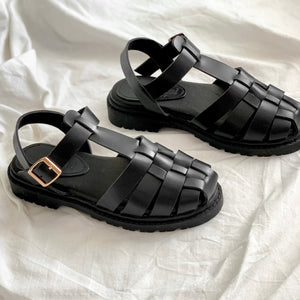 Hera Chunky Fisherman Sandals in Black - image