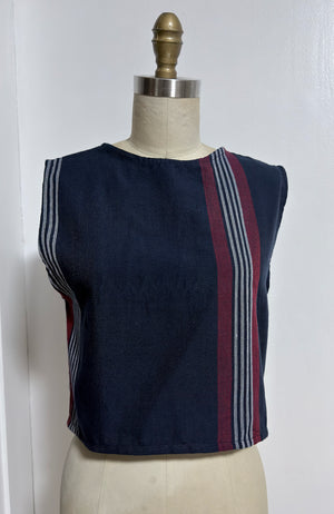 Open Back Top in Navy Blue Local Weave - image