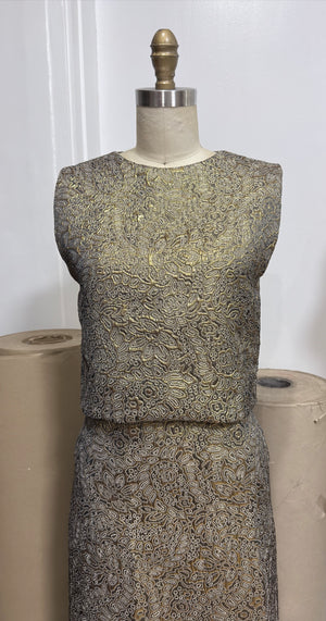 Open Back Top in Gold Flower Brocade - image