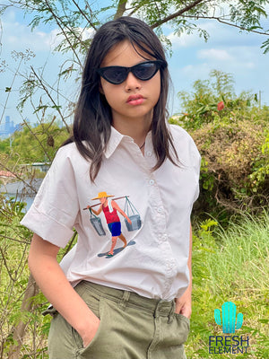 Woman's Short Sleeve Hand Painted Shirt - image