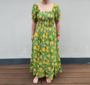 HANDBLOCK SARAH DRESS (GREEN) - image