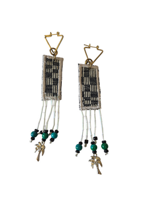 WOVEN EARRINGS Beaded Tassels - image