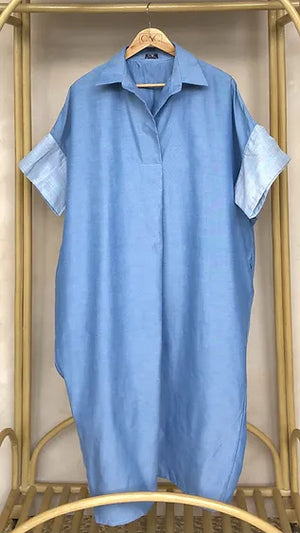 Serenity Dress Blue With Pink Kantarines-Free size