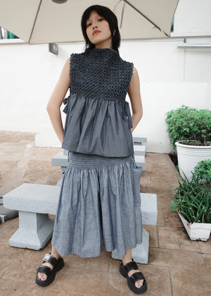 bloom bib top - midnight chambray - image