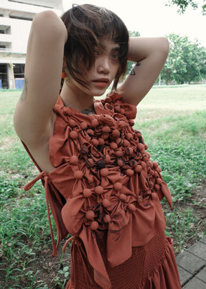bubble bib top - maroon, dyed - image