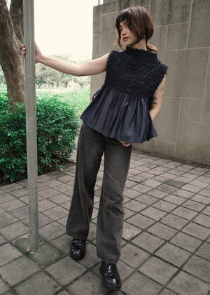 bloom bib top - soft blue  denim - image