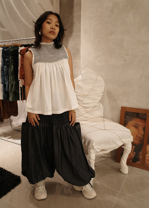 blaire longer top - stonewashed linen, white - image