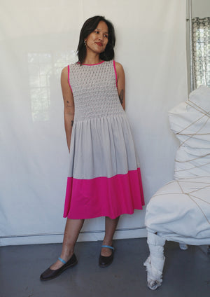 valerie dress - gray + fuchsia - image