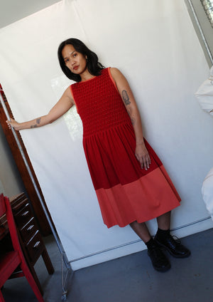 valerie dress - maroon + rust - image