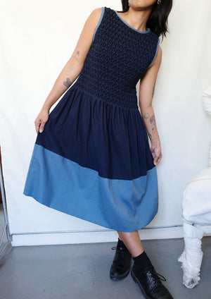 valerie dress - navy + denim - image