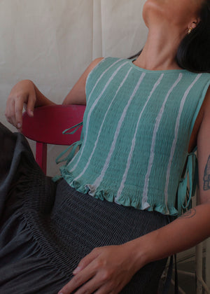 helen bib - dyed, teal