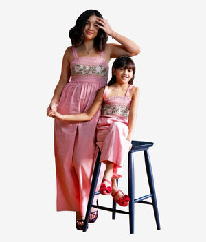 Smocked Romper Mommy - Blush Blossom Pink - image
