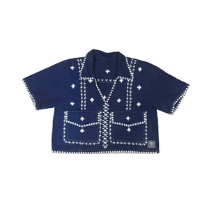 Habili Reworked Blouse - Navy - image
