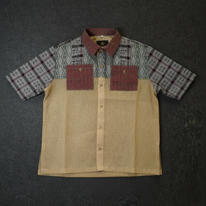 1-of-1 Short-Sleeved Barong with Handwoven Patchworks from Ifugao and Abra - image