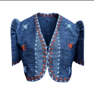 Gray Tiniri Bolero with Itneg Embroidery - image