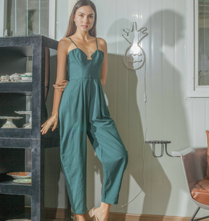 Sweetheart Baggy Jumpsuit in Dark Emerald - image