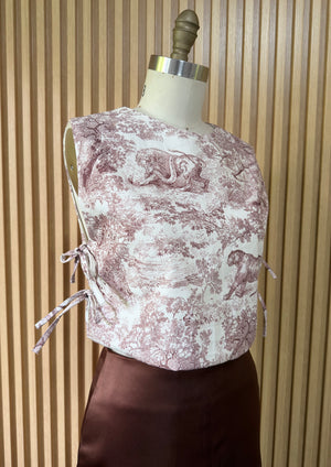 Side Tie Maroon Lion Top - image