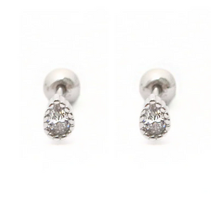 Oval Zircon Stud 925Silver - image