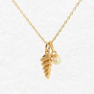 Shell Long Necklace 18k Gold Plating - image