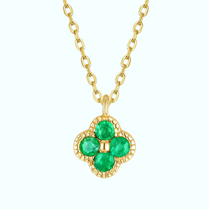 TWY - Emeralds clover necklace-925silver - image