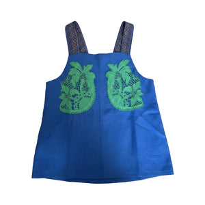 Fifi Linen Top in Blue Green Palms - image