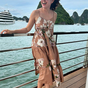 Roberts Dress in Beige Floral Painted - image