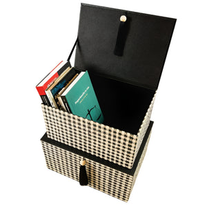 Storage Box Set in Checkered Raffia - image