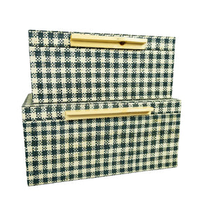 Storage Chest Set in Checkered Raffia - image