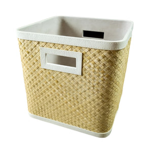 Utility Basket in Natural Pandan with White Trim - image